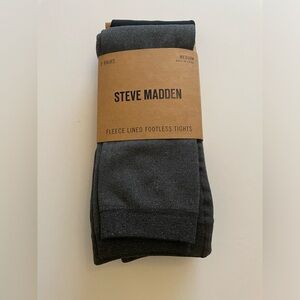 Steve Madden Fleece lined Footless tights 2 pack Size Medium Black & Grey